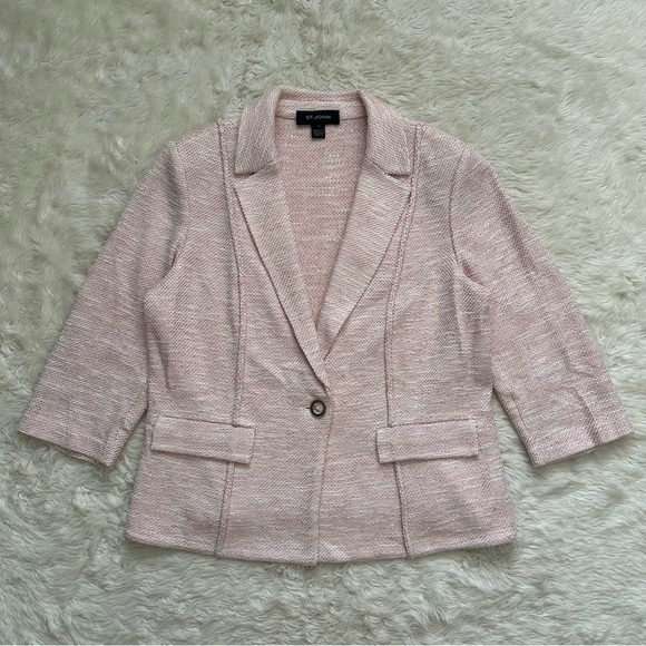 St. John Blazer Knit Jacket Wool Blend 3/4 Sleeves Sz 14 - Picture 2 of 12